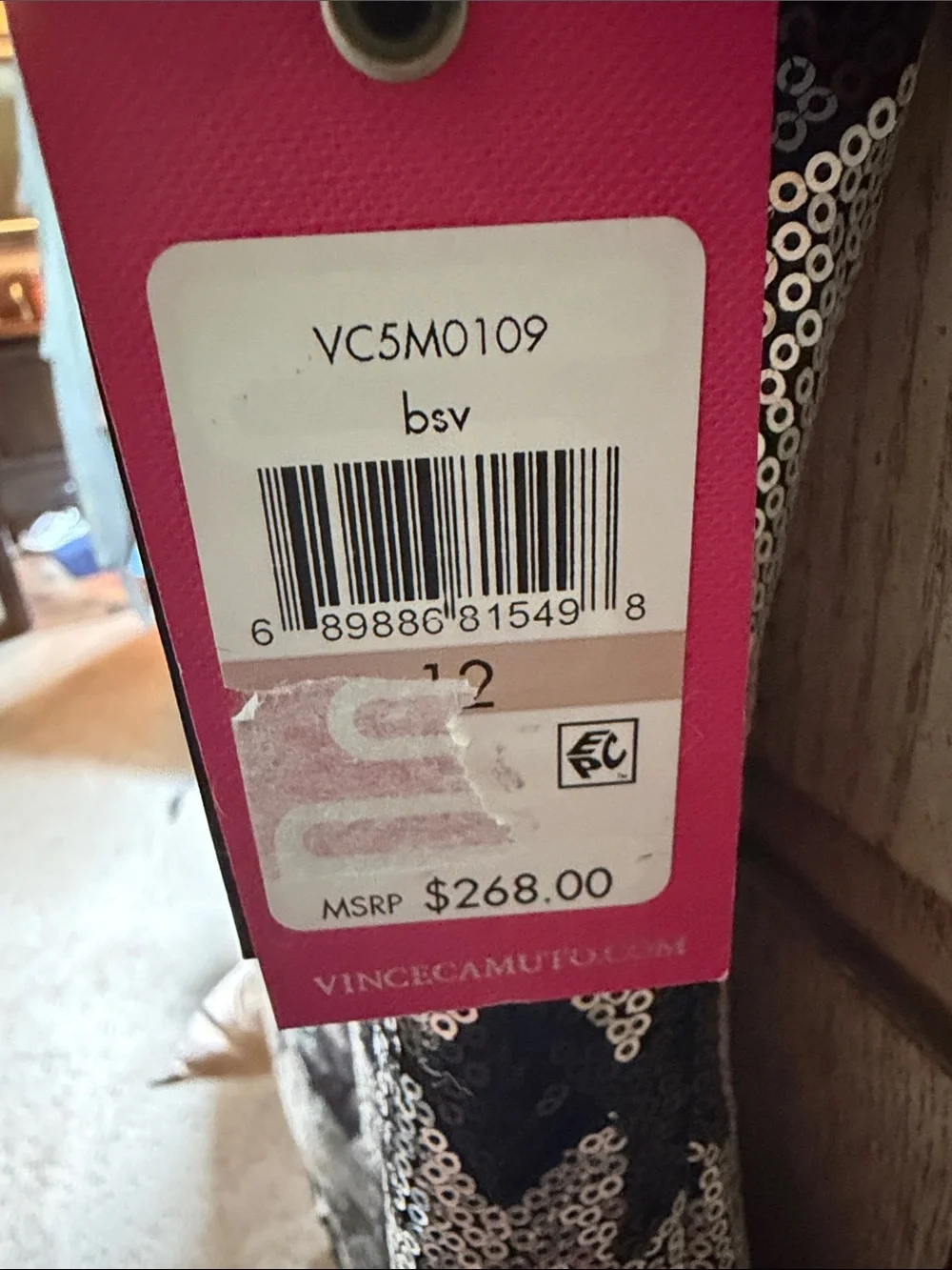 Vince Camuto Black and silver Sequin Cocktail dress with fringe bottom. NWT - Picture 3 of 8